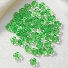 100颗3D亚克力绿色四叶草珠子 - 幸运符DIY首饰制作，鲜艳祖母绿手工串珠，项链耳环手链吊坠（耐用光泽表面），创意首饰工艺材料，四叶形状，闪亮效果 - 四葉草 - 查看 3