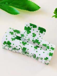 1 Piece Women's Saint Patrick's Day Hair Clip , Green Clover-Shaped Hairpin, Half-Braided Hair Clips, Holiday Hair Accessory - Multicolor - View 12
