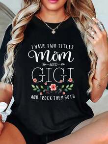 Tengo dos títulos: Mamá y Gigi. Me llevaré ambos. Camisetas florales. Conjuntos de primavera y verano 2026 para mujer, tops negros tees - Negro - Ver 6