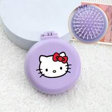 SANRIO 1件套可折叠便携镜按摩梳套装，可爱口袋大小旅行美发梳带镜子，便携式化妆护发配件 - 送给女孩和粉丝的完美礼物 - 彩色 - 查看 10
