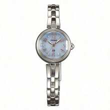 Orient 女士优雅小表盘时尚腕表，奢华镶钻银色金属表带日常佩戴腕表，SWD08001F0 - 銀色 - 查看 1