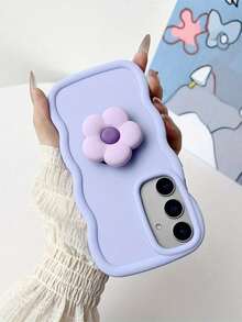 Flower Phone Case, Stand Phone Case, Beauty Phone Case, Personalized Phone Protective Case, Fo Rsamsung For Galaxy S25 Plus/S24 Ultra/S23 Fe/S22/S21 Fe - Mauve Purple - View 4