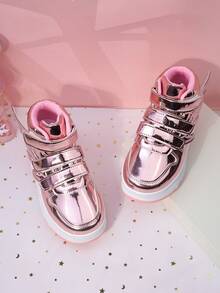 Kids Roller Skate Shoes With 4 Wheels, Detachable Wheels, Roller Skating Shoes, Fashion Casual Shoes With Hook And Loop, For Boys And Girls, Children And Students - Pink - View 3