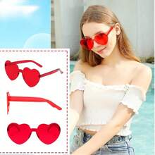 1/6/12/20 副心形无框派对眼镜，男女皆宜的装饰性心形眼镜，派对礼品 - 紅色 - 查看 7
