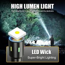1pc High Lumen Long-Range LED/COB Dual-Light-Source Flashlight - 6 Modes & Type-C Fast Charging - Multicolor - View 8