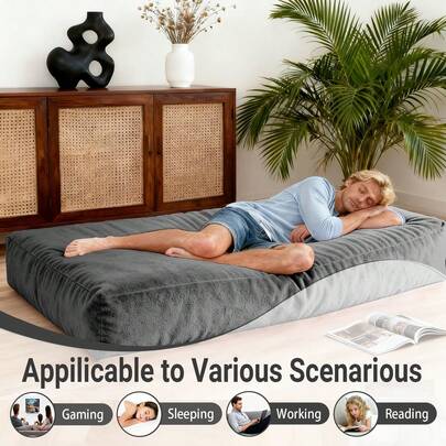 Adult Three-In-One Convertible Bean Bag Chair Is Made Of Soft Fabric, Providing Comfort And Durability. Ideal For Living Rooms And Bedrooms, It Can Be Folded From A Leisure Chair Into A Floor Mat