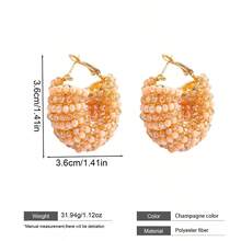 Bohemian Beaded Hoop Earrings, Handmade Crystal Chunky Hoop Earrings, Spring Vacation Boho Statement Jewelry For Beach & Summer Daily Wear - Multicolor - View 15