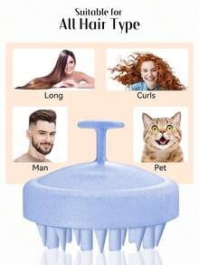 Silicone Shampoo Brush, With Soft Silicone Bristles, Scalp Massager, Ergonomic Non-Slip Handle, Waterproof, Provides Deep Cleaning, Removes Dandruff, Suitable For Dry And Wet Hair, Suitable For Men, Women, And Children, A Shower Hair Care Tool. - Blue - View 8