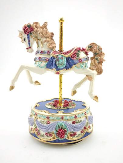 浪漫玫瑰音乐盒，树脂旋转木马，温馨家居装饰，生日礼物，情人节礼物，节日礼物，斋月礼物