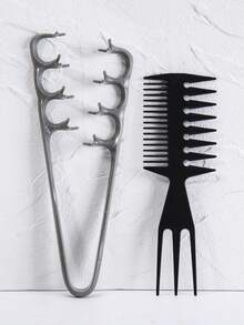 WANMEI 3pcs Textured Hair Brush Set, Volumizing Wide Tooth Comb, Fluffy Wide Tooth Curling Comb, Men's Textured Styling Brush For Volume, Double-Sided Wide Tooth Textured Brush, Unisex Hair Styling Tool - Black - View 18