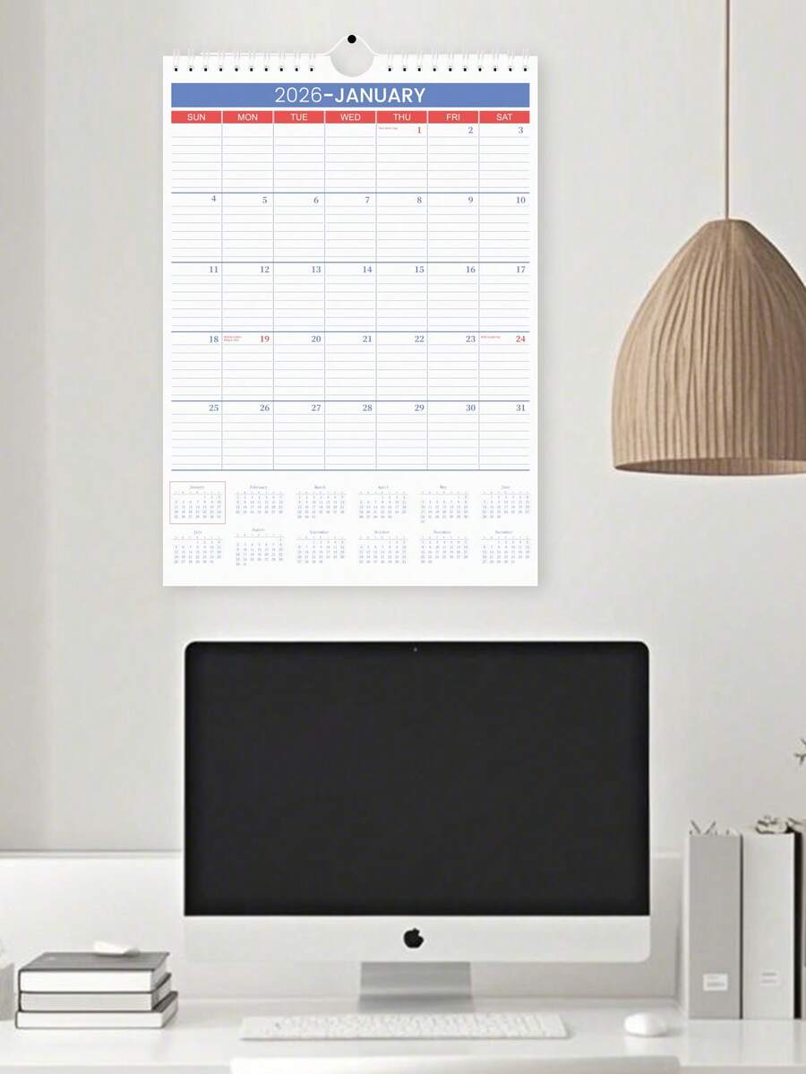 2026 Calendar - January 2026 To June 2027, A3 Minimalist Monthly Calendar, Large Date Boxes For Easy Recording And Planning, Includes US Holidays, Suitable For School, Home, Office, Home Decor, Office Supplies, 2026 New Year Gift, Unisex - Multicolor - View 1