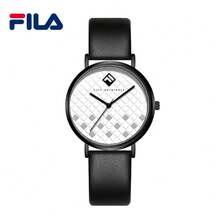 Relógio de Quartzo Minimalista FILA para Homens e Mulheres, Mostrador Preto e Branco Xadrez, Pulseira de Couro Preto Macio, Relógio de Pulso de Luxo Leve para Uso Diário e Ocasiões Casuais - Tamanho Único - Visão 2