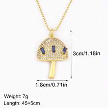 High Quality Mushroom Shape Gold Plated Charm Pendant Necklace For Women Girl Boy Cubic Zirconia Chain Link Jewelry Party Gifts - Gold - View 4