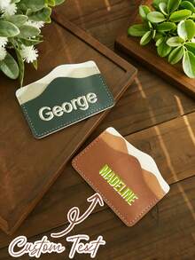 Billetera personalizada, Portacartillas de crédito de piel de PU delgada personalizada con letra personalizada, Billetera de piel de PU, Portacartillas, Minimalista, Fácil de limpiar, Ahorro de espacio, Adecuado como regalo para hombres, mujeres, parejas, familia, amigos, novia, aniversario, cumpleaños, vacaciones, Día de San Valentín, Día de la Madre - Multicolor - Ver 5