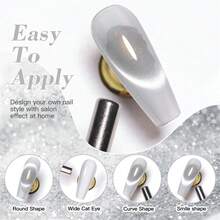 MEET ACROSS 1瓶7毫升月光猫磁性凝胶指甲油，银色半永久闪粉磁性凝胶，需使用UV/LED灯卸甲，可作绘画美甲设计，适合家庭和美甲沙龙DIY美甲用品 - 銀色 - 查看 5