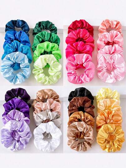 8pcs Solid Color Fabric Scrunchies, Simple Minimalist Hair Ties, Suitable For Everyday Use