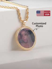 Customized Personalized Round Patterned Colored Photo Necklace Mother's Day Gift Valentine's Day Gift Birthday Anniversary Gift To Send Friends For Anniversaries, For Valentine's Day, For Mother's Day, For Birthdays, For Graduation, For Daily Wear, For Weddings, For Prom, For Father's Day, For Party - Multicolor - View 1