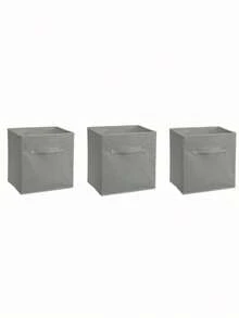 3/1 pieza Caja de almacenamiento cuadrada de tela no tejida de colores, organizador de ropa plegable, solución de almacenamiento multifuncional - multicolor - Ver 21