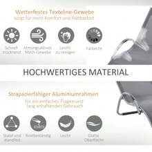 Trädgårdsschäslong med kuddar, solstol, ergonomisk vilfåtölj, aluminium, grå textilene, 160 x 60 x 65 cm - Grå - Visa 6