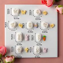 9件/盒可爱卡通软陶耳环模具，兔子和绵羊造型粘土耳环耳钉制作工具套装，适用于DIY项链和吊坠，适合初学者和珠宝艺术家，聚合物粘土耳环制作工具套装 - 白色 - 查看 8