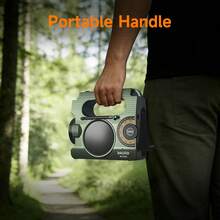 Emergency Hand Crank Radio, Weather Radio With Antenna, SOS Alarm And Reading Lamp, Flashlight, Weather Alert, Solar Powered, Ideal For Home, Gift, Survival Gear - Army Green - View 7