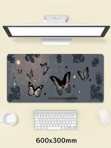 一体式深色蜘蛛网和蝴蝶图案PU皮革鼠标垫，2毫米厚，小型办公桌面垫，适合学生/游戏玩家/笔记本电脑用户，防水防滑，必备办公配件。 - 藍色 - 查看 12
