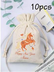 LICVIC Custom Drawstring Gift Bag With Festive Design And Name, Personalized Keepsake Pouch, Celebrations And Surprises, Customized Money And Note Holder For New Year Moments, Happy Bride, Customizable Small Bag Ideal As Thoughtful Present, Family, Friends - Multicolor - View 10