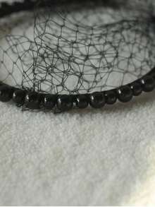 Black Pearl Headband, Large Mesh Bridal Veil, French Romantic Mysterious Retro Veil For Wedding, Costume Party, Holiday Gift, Daily Wear - Black - View 6