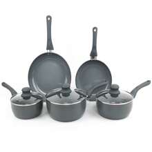 Gr8 Home Grey 8 Piece Ribbed Cookware Set Non Stick Induction Pans Saucepans Cooking Pots - Grey - View 1
