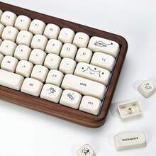 1pc 137 Keys Cute Cat Keycap Set, Minimalist Style Custom White Cat PBT Keycaps, Sublimation Dye, MOA Profile, Fit For 61/75/87/98/104 Key Mechanical Keyboards - Multicolor - View 7