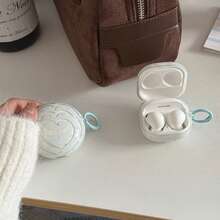 Minimalist Translucent Blue Polka Dot Heart Wing Earphone Case With Hanging Loop, Compatible With Huawei Freebuds 7i, Freebuds 2, Freebuds SE 3, Freebuds 5i, Pro 3 Earphone Cases, Cute Korean Style - Blue - View 4