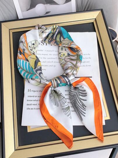 1pc Silky Printed Bandana Scarf, Versatile Accessory For Women, Fashion Headband/Neckerchief