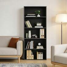 5-Tier Bookshelves With Adjustable Shelves, Floor Standing Bookcase For Home & Office Storage, Black - Black - View 1