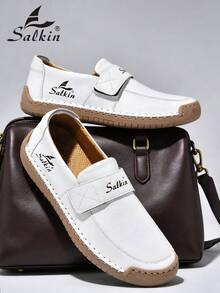 Salkin 新款时尚设计师女士休闲鞋，手工绑带乐福鞋，方便穿脱的驾车鞋，轻便透气柔软舒适，防滑平底，仿麂皮鞋面，适合户外、搭配连衣裙、牛仔裤、日常行走，适合中年人、年轻人、学生，春夏秋季均可穿着，尺码齐全。 - 白色 - 查看 9