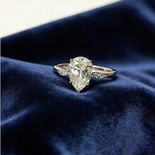 1pc 2 Carat Pear Cut Moissanite Engagement Ring, Elegant Wedding Ring, Best Choice For Proposal, Engagement, Wedding, Party, Daily Wear - Silver - View 11