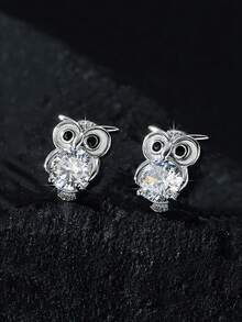 1 par de pendientes de aro con diseño de cabeza de leopardo con circonita completa, y 1 par de pendientes de botón con diseño de búho de lujo con circonita de cobre, en colores dorado y plateado, con diseño único de esqueleto de escorpión, adecuados para uso diario y de fiesta, unisex - Multicolor - Ver 14