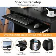 Costoffs Computer Desk Space Saver Desk With Wheels Sliding Study Table With Keyboard Shelf For Home Office - Black - View 8