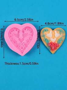 1pc/2pcs Heart-Shaped Chocolate Cookie Mold, Peace Design Silicone Mold, Perfect For Coating With Chocolate Oreos, Cakes, Candies, Puddings And Mini Soaps - Pink - View 2