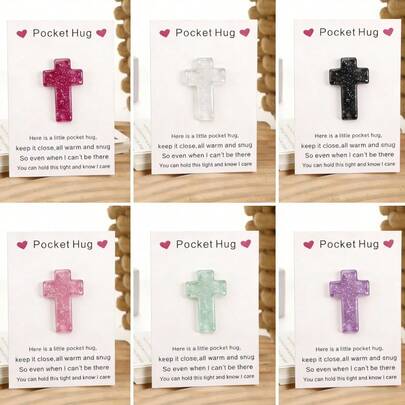 1/6pcs Colorful Resin Cross Blessing Card Set Includes Encouragement Card, Party Invitation, Memorial Card, Birthday - Suitable For Mother's Day, Teacher's Day, Family Gathering, Care & Greetings - Give The Heartwarming Card With Blessings To Anyone