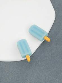 1 Pair Cute Niche INS Realistic Simple Playful Exaggerated Ice Cream Earrings - Baby Blue - View 3