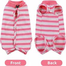 Striped Cat Recovery Suit, Cat Post-Surgery Recovery Jumpsuit, Suitable For Medium And Small Cats - Pink - View 7