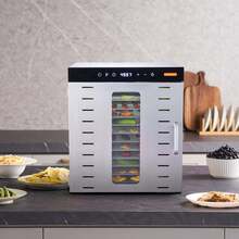 Food Dehydrator Machine, 10 Stainless Steel Trays, 1000W Electric Food Dryer With Digital Adjustable Timer & Temperature For Jerky, Herb, Meat, Beef, Fruit, Dog Treats And Vegetables - 銀色 - 查看 1