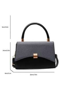 Chic Minimalist Women Handbag, Casual Shoulder Crossbody Bag With Patchwork Design - Black - View 5