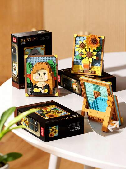 1 绘画积木，DIY 绘画积木，星空，年轻女孩，海浪，山脉，积木，生日礼物，绘画爱好者桌面装饰，客厅装饰，办公室桌面装饰。