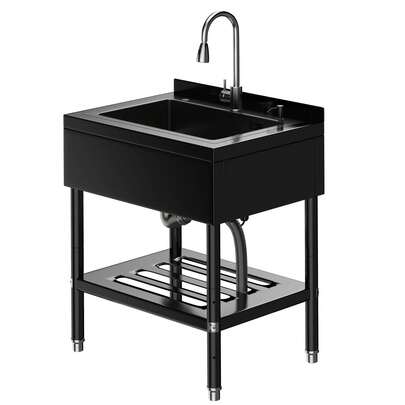 Fregadero Utilitario de Acero Inoxidable, Lavabo Independiente 65x53x100 cm para Lavandería, Cocina o Garaje, Incluye Kit de Fontanería y Desagüe