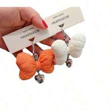 1 Pc Niche Design Sweet 3D Bowknot Heart Pendant, Multi-Use Charm For Car Keychain/Bag/Phone - Milk White 1-pc - View 6
