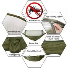 2-In-1 Outdoor Camping Hammock With Mosquito Net, 1.6 Lbs Ultra-Light Nylon Parachute Fabric Hammock, Suitable For Outdoor Survival Travel Backyard - Multicolor - View 5