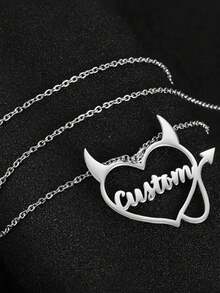 Fantasy, Chic, Minimalist, Caring Little Devil Shaped Necklace With English Name Customization For Halloween, Banquets, Parties,Retro, Casual, Cute, Simple, Personalized, And Unique Gifts For Loved Ones, Friends, And Family. - Nhiều màu - Xem 3