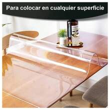 COSHANO Mantel Transparente a Medida de 1.5 mm + Borde Biselado, Protección de Mesa, Resistente al Agua, Lavable, (180x90cm Rectangulo) - transparente - Ver 4