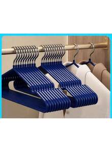 20pcs Adult Clothes Hanger New Style Plastic Coated Clothes Hanger Metal Non-Slip Traceless Clothes Hanger Clothes Hanging Rack - Blue - View 4